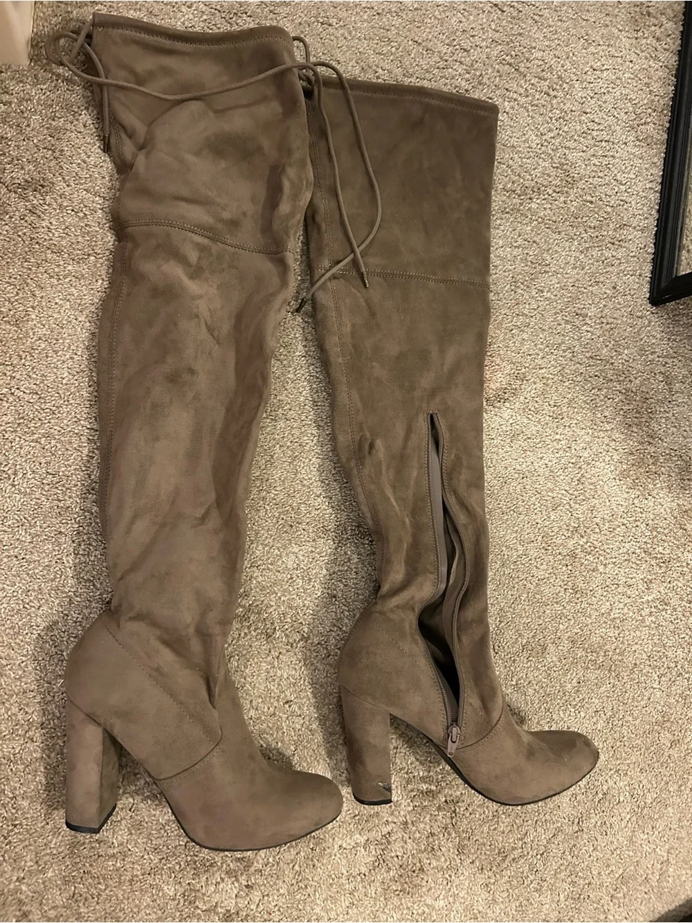 Women's Taupe Over-the-Knee Suede Boots